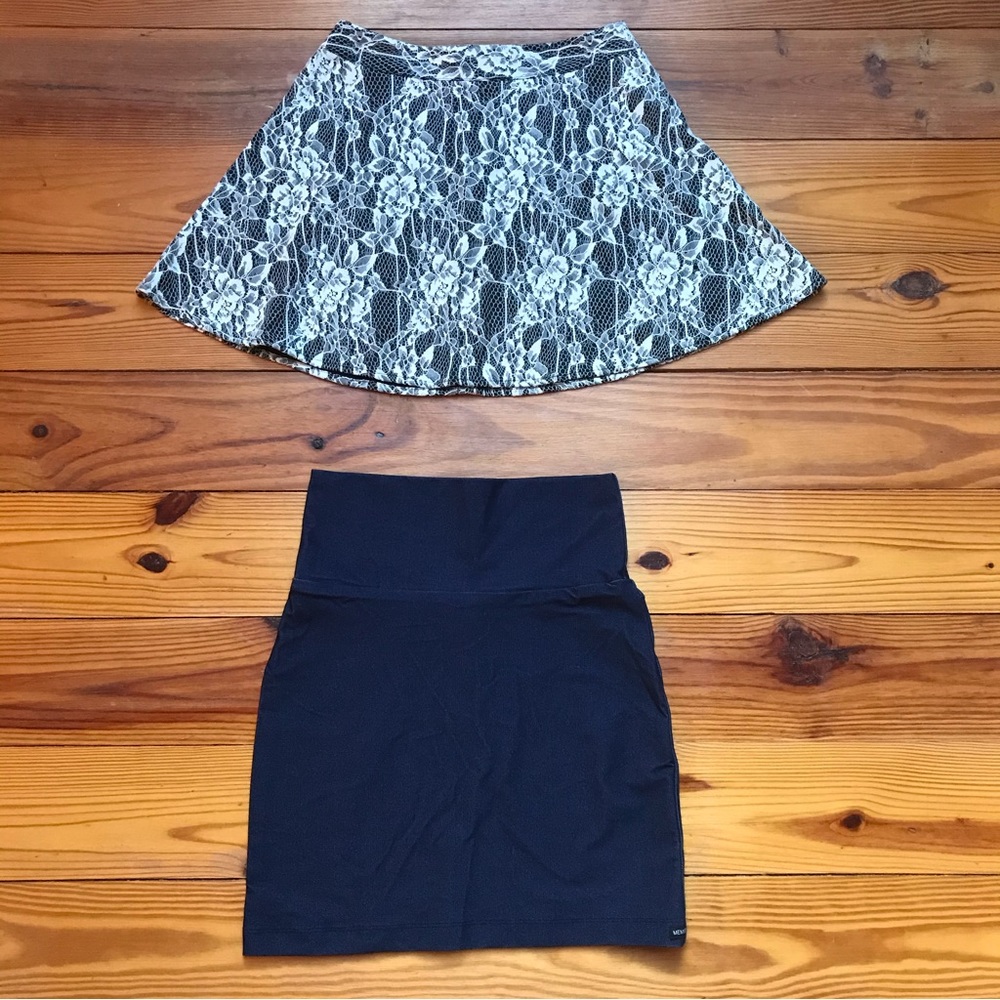 IZ Byer Girl and Members Only Black White Blue Skirt Bundle, EUC, XS S